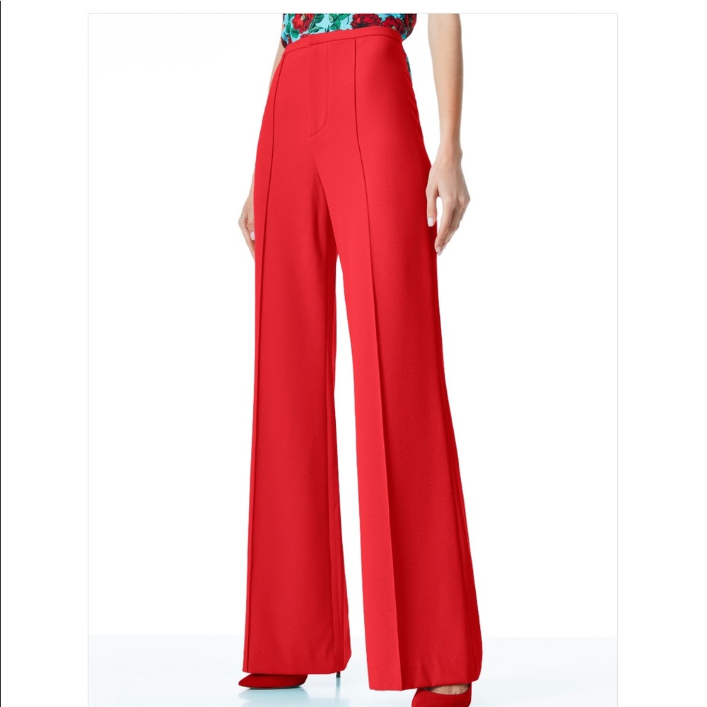 Alice + Olivia Dylan high waist red flare pant.